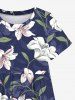 Kid's Flower Leaf Branch Print Hawaii Dress -  