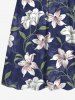 Kid's Flower Leaf Branch Print Hawaii Dress -  