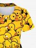 Kid's Cute Duck Print Hawaii Button Dress -  