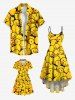 Kid's Cute Duck Print Hawaii Button Dress -  