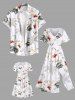 Kid's Coconut Tree Hibiscus Flower Leaf Print Hawaii Button Dress -  