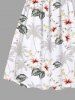 Kid's Coconut Tree Hibiscus Flower Leaf Print Hawaii Button Dress -  