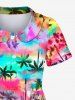 Kid's Coconut Tree Ombre Print Hawaii Button Dress -  