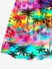 Kid's Coconut Tree Ombre Print Hawaii Button Dress -  