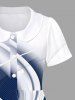 Robe hawaïenne enfant à imprimé ombré et courbes - Bleu profond 110