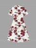 Kid's Tropical Leaf Flower Print Hawaii Dress -  