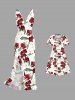 Kid's Tropical Leaf Flower Print Hawaii Dress -  