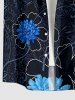 Chemise hawaïenne grande taille à imprimé floral, boutons et poches pour homme - Noir 4XL