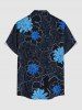 Chemise hawaïenne grande taille à imprimé floral, boutons et poches pour homme - Noir 4XL