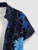 Chemise hawaïenne grande taille à imprimé floral, boutons et poches pour homme - Noir 4XL