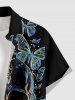 Chemise hawaïenne grande taille pour homme, à imprimé papillons et têtes de mort, boutons et poche. - Noir 4XL