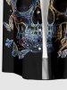 Chemise hawaïenne grande taille pour homme, à imprimé papillons et têtes de mort, boutons et poche. - Noir 4XL