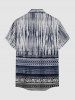 Chemise hawaïenne grande taille pour homme, à motifs floraux ethniques et imprimé tribal, avec boutons et poche. - Bleu profond 4XL