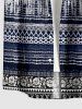 Chemise hawaïenne grande taille pour homme, à motifs floraux ethniques et imprimé tribal, avec boutons et poche. - Bleu profond 4XL