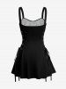 Skull Butterfly Print Lace Up Hawaii Tank Dress -  