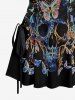 Skull Butterfly Print Lace Up Hawaii Tank Dress -  