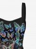 Skull Butterfly Print Lace Up Hawaii Tank Dress -  