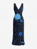 Robe hawaïenne à imprimé floral, volants et fente cache-cœur - Noir XL