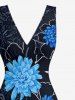 Robe hawaïenne à imprimé floral, volants et fente cache-cœur - Noir XL