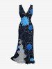 Robe hawaïenne à imprimé floral, volants et fente cache-cœur - Noir XXL