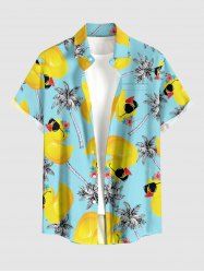 Chemise hawaïenne grande taille pour homme, à imprimé canard et cocotier, boutons et poche. - Turquoise 4XL