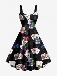Robe débardeur hawaïenne à imprimé cœur et noix de coco, grande taille - Noir 3X