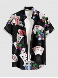 Chemise hawaïenne grande taille pour homme, à boutons et poche, ornée d'un motif cœur et de noix de coco. - Noir 4XL