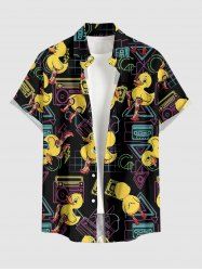 Funny Duck Radio Tape Print Hawaii Button Pocket Shirt For Men -  