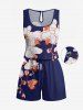 Matching Hawaii Shirt and Romper Beach Outfit Flower Butterfly Print For Couples -  