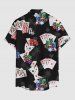 Chemise hawaïenne grande taille pour homme, à boutons et poche, ornée d'un motif cœur et de noix de coco. - Noir 4XL