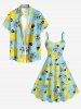 Robe débardeur hawaïenne grande taille à imprimé canard et cocotier - Turquoise 6X