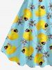 Robe débardeur hawaïenne grande taille à imprimé canard et cocotier - Turquoise 6X