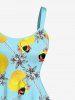 Robe débardeur hawaïenne grande taille à imprimé canard et cocotier - Turquoise 6X