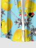 Chemise hawaïenne grande taille pour homme, à imprimé canard et cocotier, boutons et poche. - Turquoise 4XL