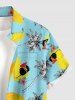 Chemise hawaïenne grande taille pour homme, à imprimé canard et cocotier, boutons et poche. - Turquoise 4XL
