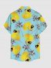 Chemise hawaïenne grande taille pour homme, à imprimé canard et cocotier, boutons et poche. - Turquoise 4XL