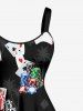 Robe débardeur hawaïenne à imprimé cœur et noix de coco, grande taille - Noir 3X