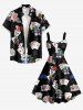 Robe débardeur hawaïenne à imprimé cœur et noix de coco, grande taille - Noir 3X