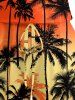 Coconut Tree Ombre Colorblock Print Cinched Hawaii Romper -  