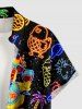 Chemise hawaïenne grande taille pour homme, à boutons et poche, avec imprimé galaxie, étoiles, cocotiers, canards et pastèque. Motif : galaxie, étoiles, cocotiers et pastèque. - Noir 4XL