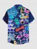 Plus Size Flamingo Fruit Juice Coconut Tree Print Buttons Pocket Hawaii Shirt For Men - Bleu profond M
