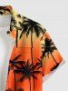 Chemise hawaïenne grande taille pour homme, imprimé ombré cocotier, boutons et poche. - Orange 4XL