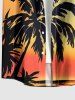 Chemise hawaïenne grande taille pour homme, imprimé ombré cocotier, boutons et poche. - Orange 4XL