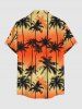 Chemise hawaïenne grande taille pour homme, imprimé ombré cocotier, boutons et poche. - Orange 4XL