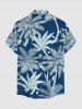 Chemise hawaïenne grande taille à imprimé cocotiers, boutons et poches pour homme - Paon Bleu 4XL