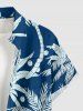 Chemise hawaïenne grande taille à imprimé cocotiers, boutons et poches pour homme - Paon Bleu 4XL