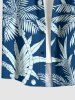 Chemise hawaïenne grande taille à imprimé cocotiers, boutons et poches pour homme - Paon Bleu 4XL