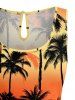 Combinaison hawaïenne grande taille à imprimé ombré de cocotiers et ceinture - Orange L