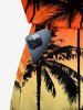 Combinaison hawaïenne grande taille à imprimé ombré de cocotiers et ceinture - Orange L
