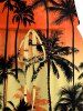 Combinaison hawaïenne grande taille à imprimé ombré de cocotiers et ceinture - Orange L
